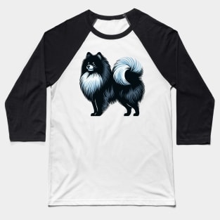 Black Pomeranian Art Baseball T-Shirt